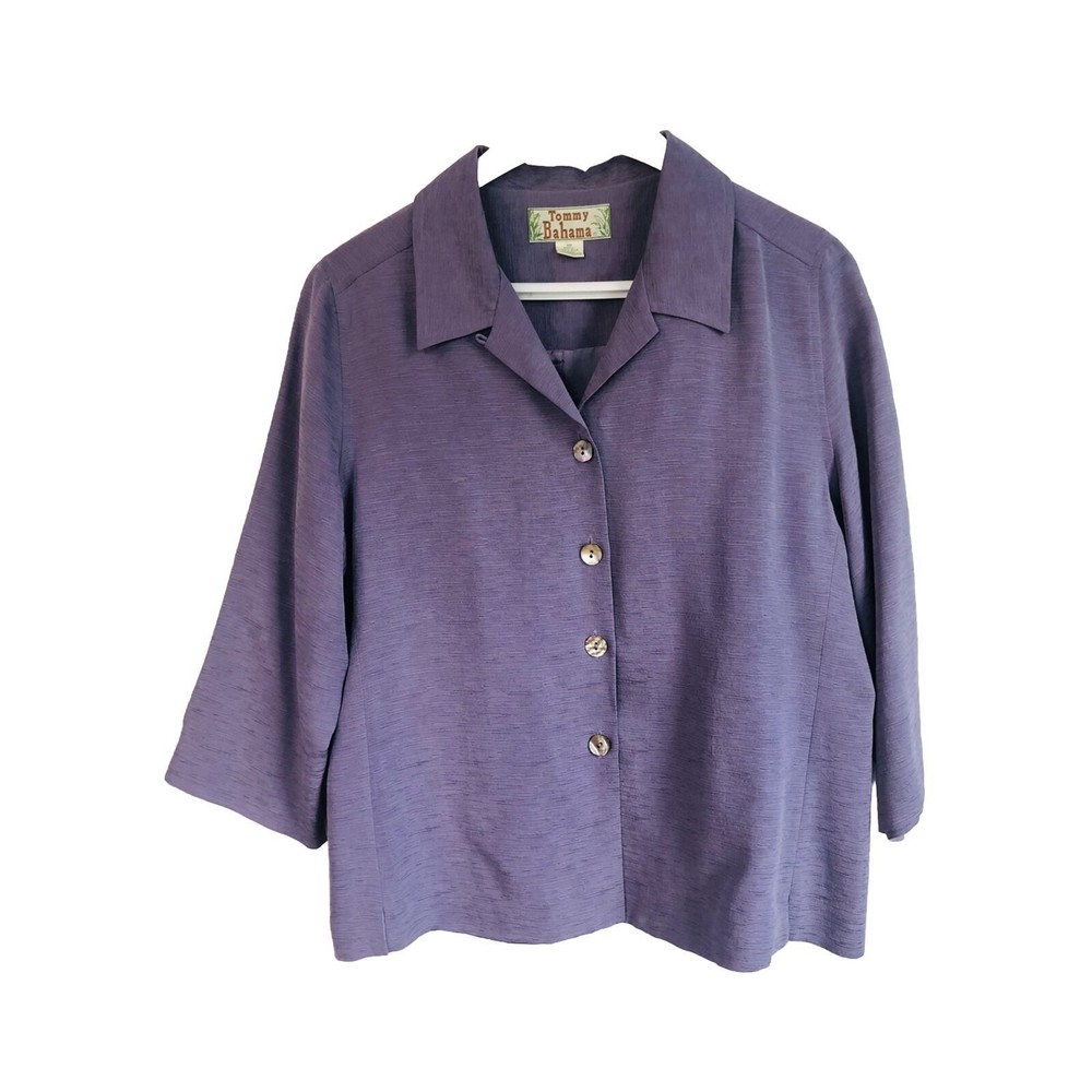 Tommy Bahama Women's Purple Button-Front Relaxed Shirt